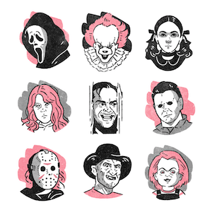 ホラー映画の人物似顔絵